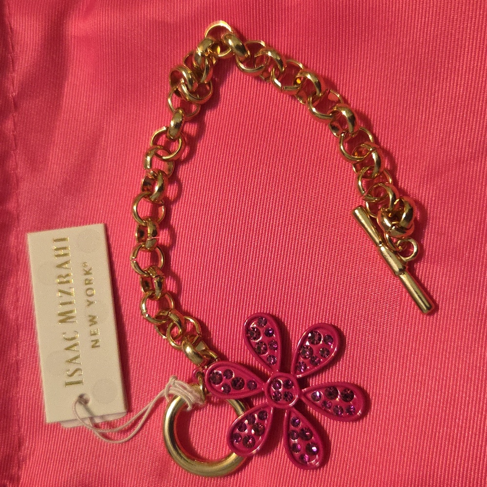 Isaac Mizrahi Pink Flower Bracelet
